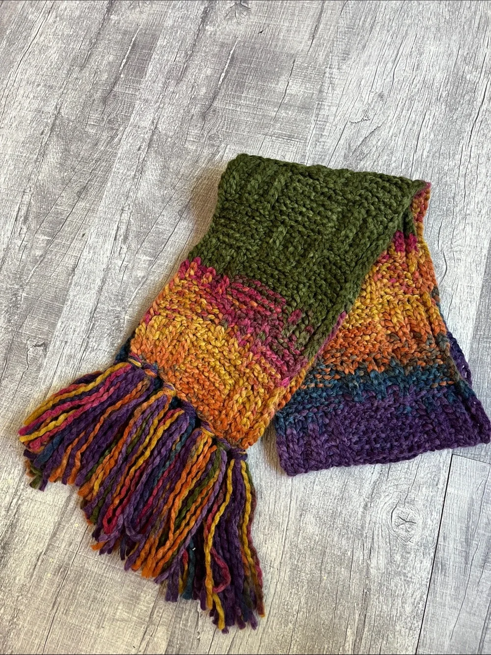 Cappellificio Fiorentino Wool Blend Crosshatch Multicolored Yarn Fringed Scarf